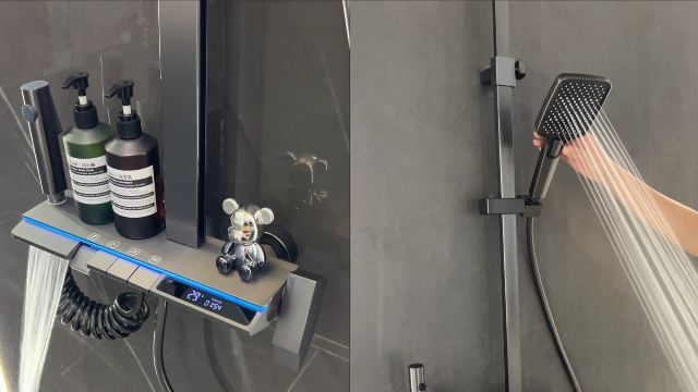 你需要这样的花洒吗？九九影视水蜜桃卫浴大置物台设计，颜值与实用兼备。